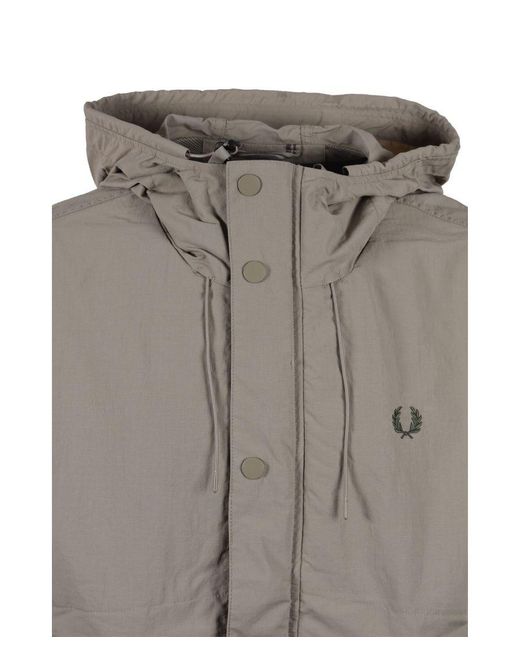 Fred Perry Gray Cropped Parka Warm for men