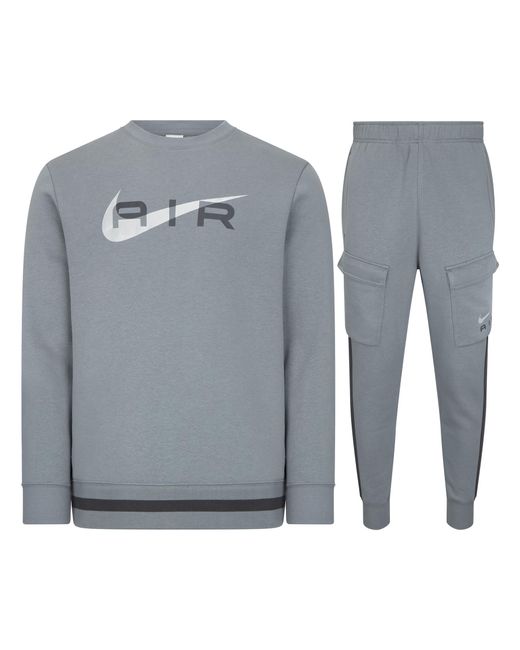 Nike Air Crew Neck Tracksuit Set Cotton in Grey for Men Lyst UK