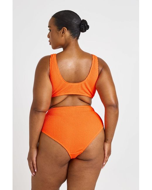 Boohoo Orange Plus Crinkle Knot Top & High Waist Bikini