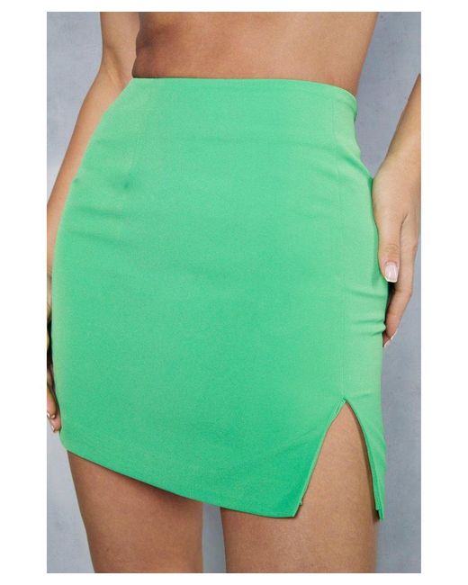 MissPap Green Split Hem Mini Skirt