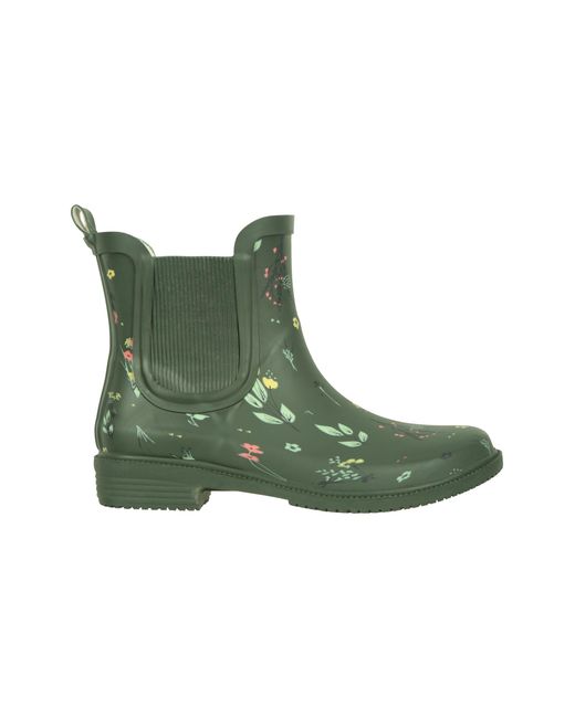 Mountain Warehouse Green Printed Rubber Ankle Wellies Waterproof Cushioned Outdoor Rain Boots