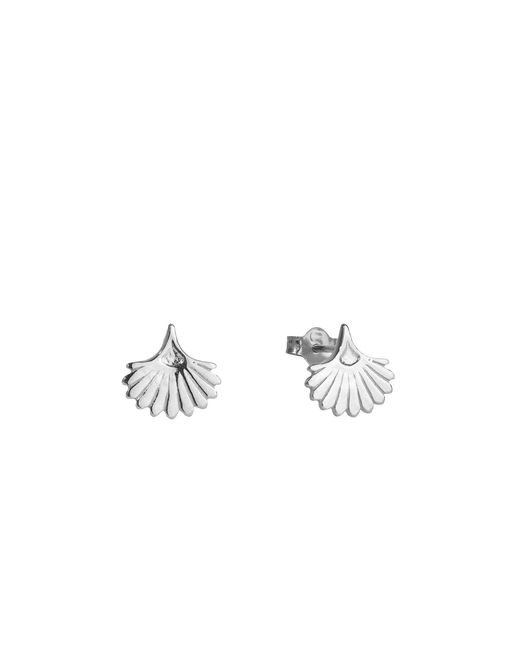 The Jewellery Stockroom White Sterling Fan Shaped Stud