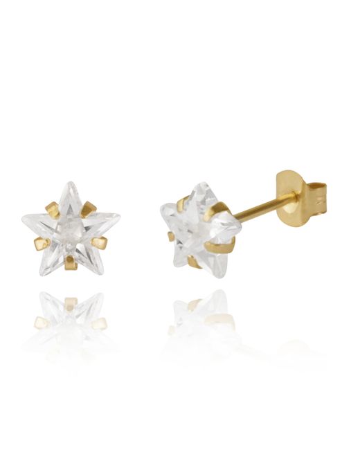 The Jewellery Stockroom Metallic 9Ct Cubi Zirconia Star Stud Earrings