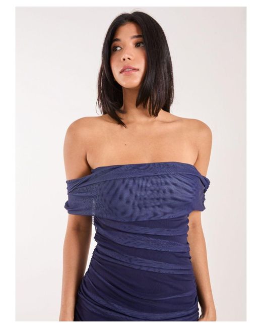 Pink Vanilla Blue Ombre Bardot Midi Dress