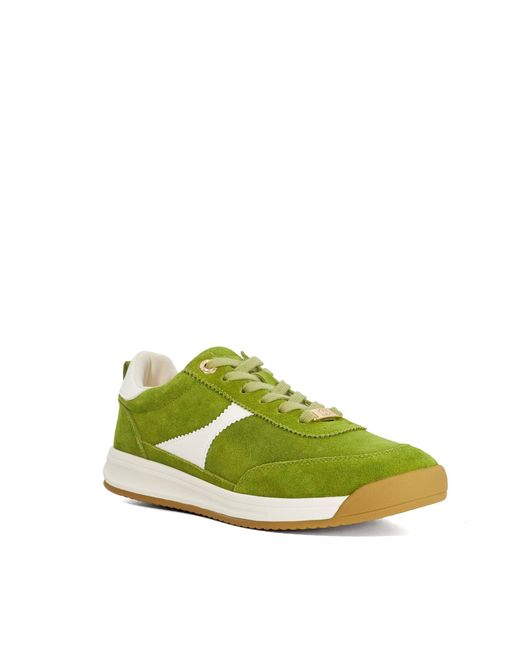 Dune Green Elsea Suede Lace-Up Trainers