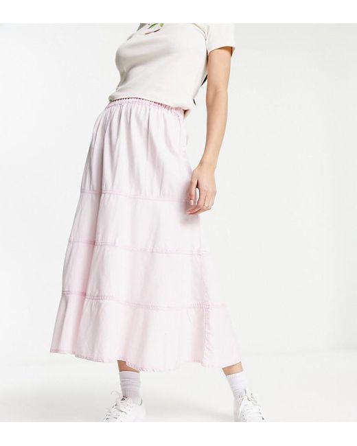 Collusion White Twill Panelled Maxi Skirt