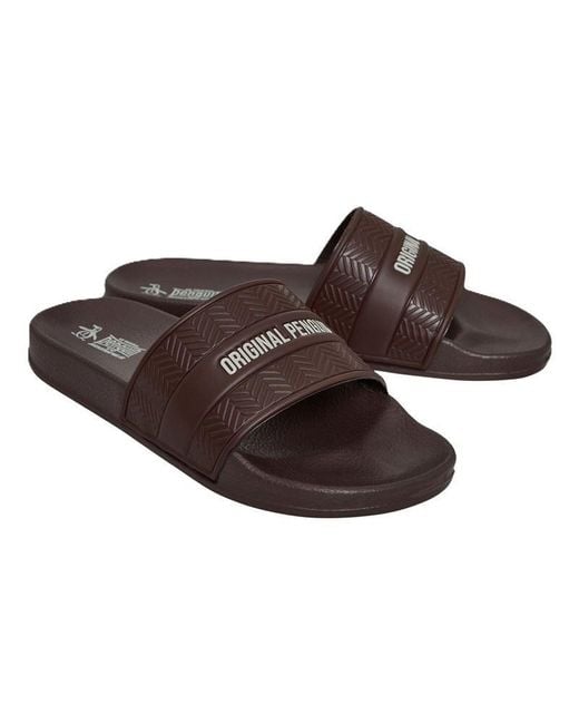 Original Penguin Brown Paradise Chocolate Slides for men