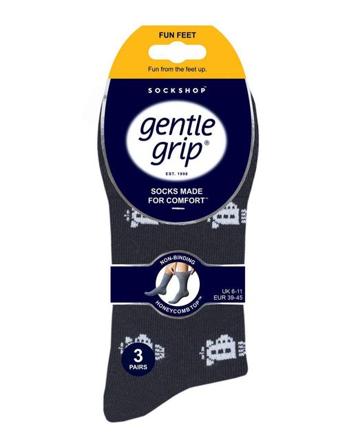 Gentle Grip Blue 6 Pairs Non Elastic Socks for men