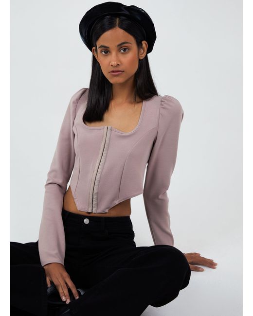 Pink Vanilla Pink Long Sleeve Corset Top