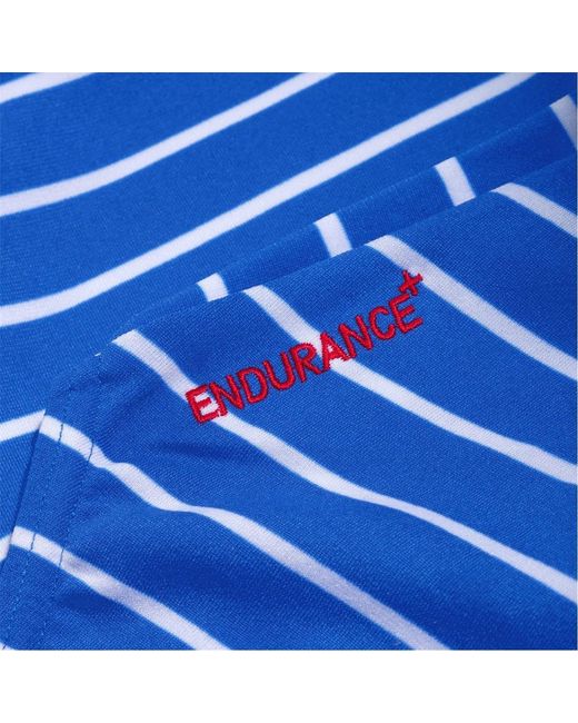 Speedo Blue Endurance Horizontal Stripe Swimsuit