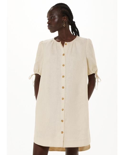 Whistles Natural Frankie Linen Mini Dress
