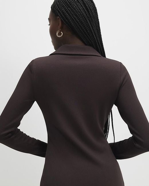 River Island Black Shirt Long Sleeve Premium Button Viscose