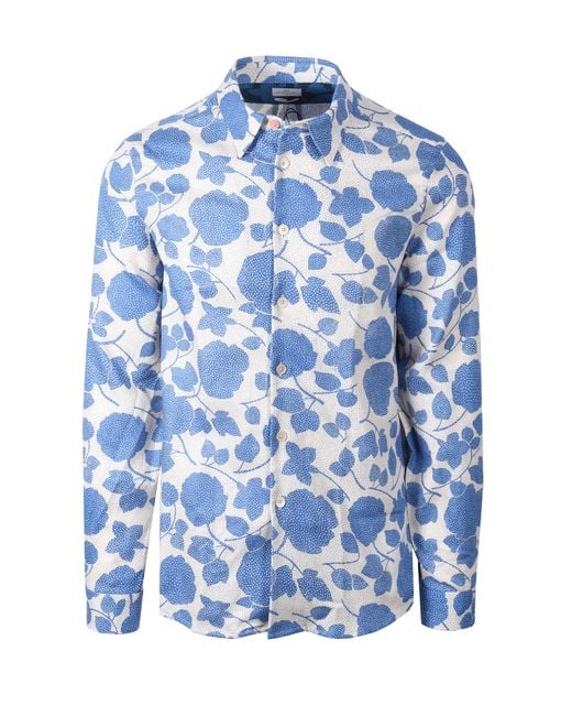 Paul Smith Blue Ls Regular Fit Shirt Cotton for men