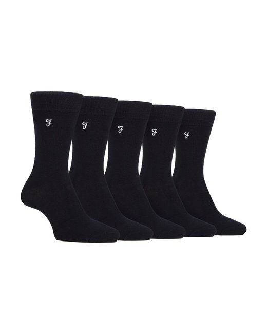 Farah Black 5 Pack Bamboo Bright Striped Patterned Socks for men