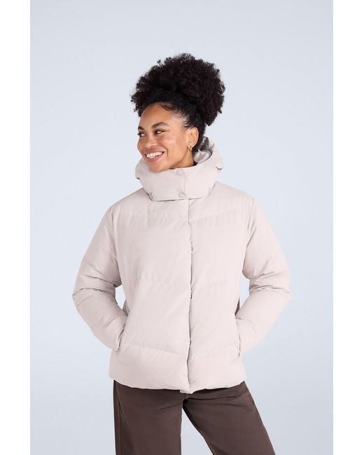 Mountain Warehouse Natural 'Tess' Cropped Down Jacket Warm Zip Up Ladies Hooded Puffer Winter Coat Fabric