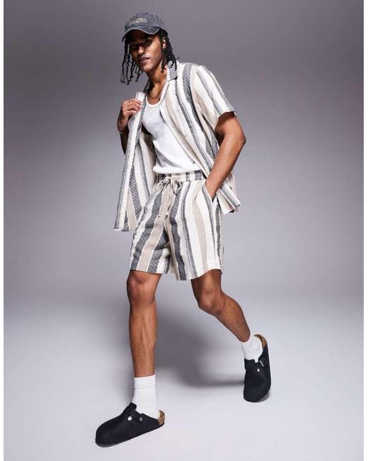 South Beach Multicolor Drawstring Textured Shorts for men