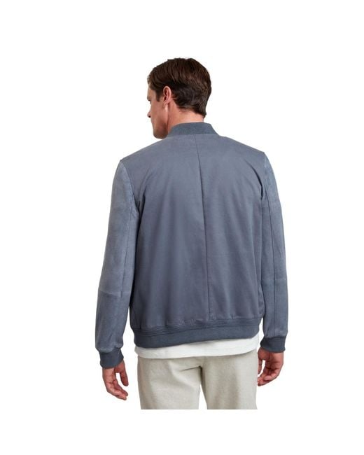 Ted Baker Blue Liams Cotton Twill & Suede Bomber Jacket for men
