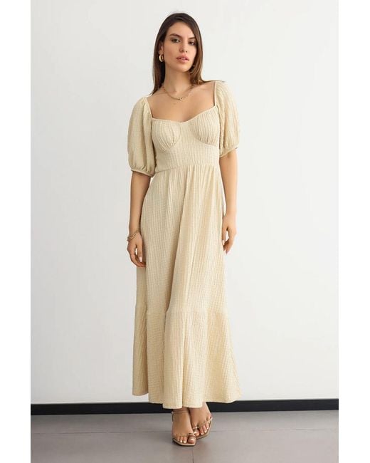Hiccup Natural Muslin Tie-Back Maxi Dress