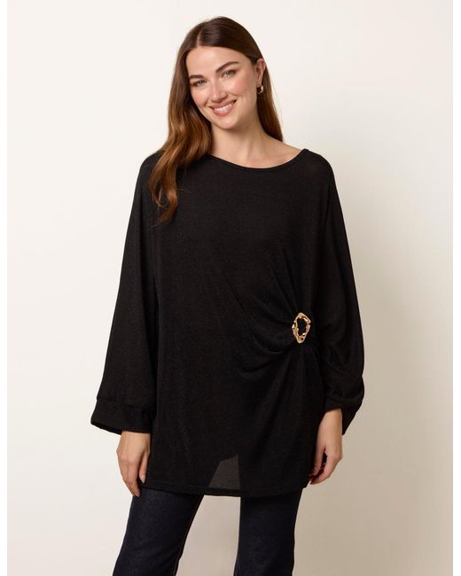 Blue Vanilla Black Buckle Metallic Top
