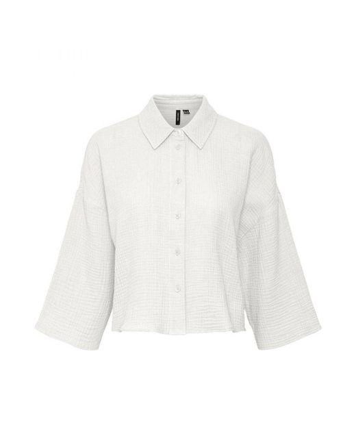 Vero Moda Natali Crop Shirt in het White
