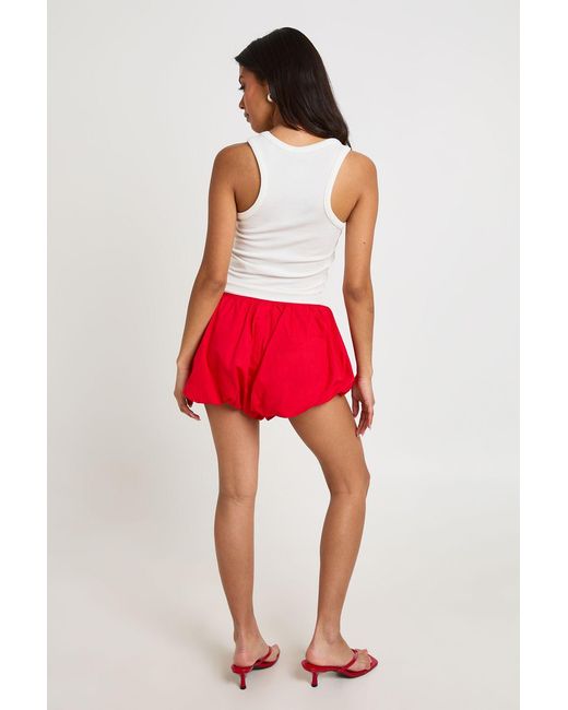 Boohoo Red Puffball Cotton Shorts