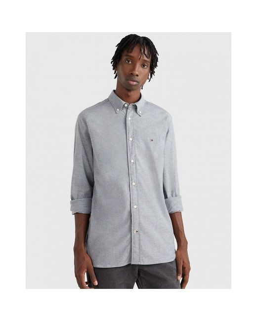Tommy Hilfiger Gray Core 1985 Flex Long Sleeve Oxford Shirt for men