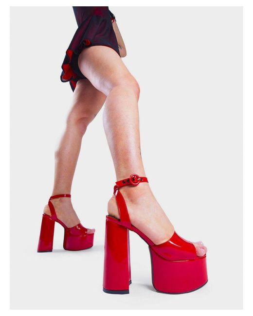 Lamoda Red Platform Sandals All For You Round And Open Toe High Heels With Strap