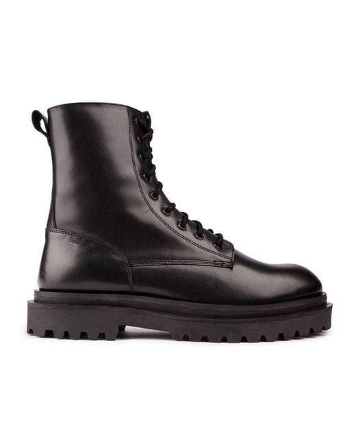 Walk London Black Sully Lace Up Boots for men