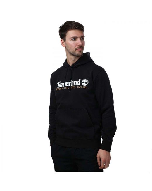 Timberland Black Regular Fit Logo Hoodie for men