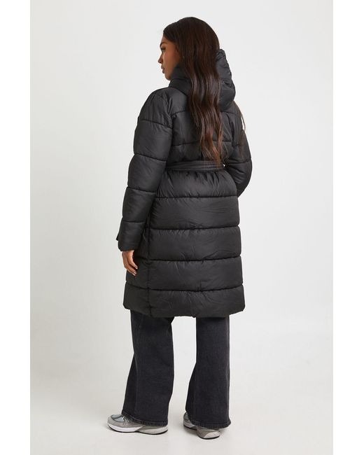 Boohoo Black Plus Belted Longline Puffer Jacket