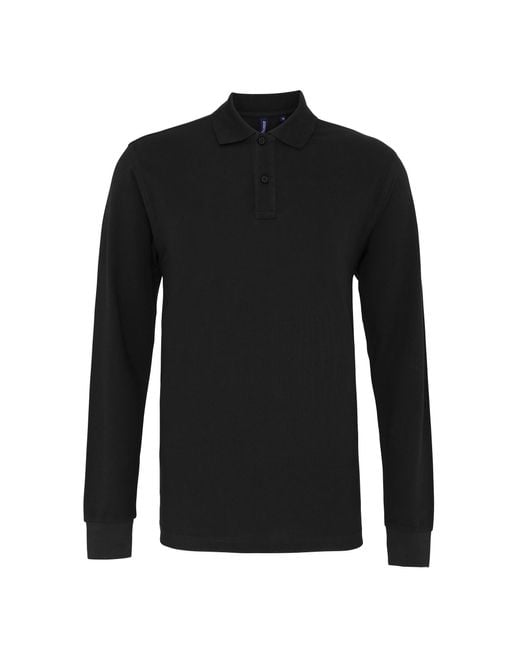 Asquith & Fox Black Classic Fit Long Sleeved Polo Shirt for men