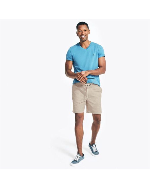 Nautica Blue Textured Cotton Boardwalk Shorts for men