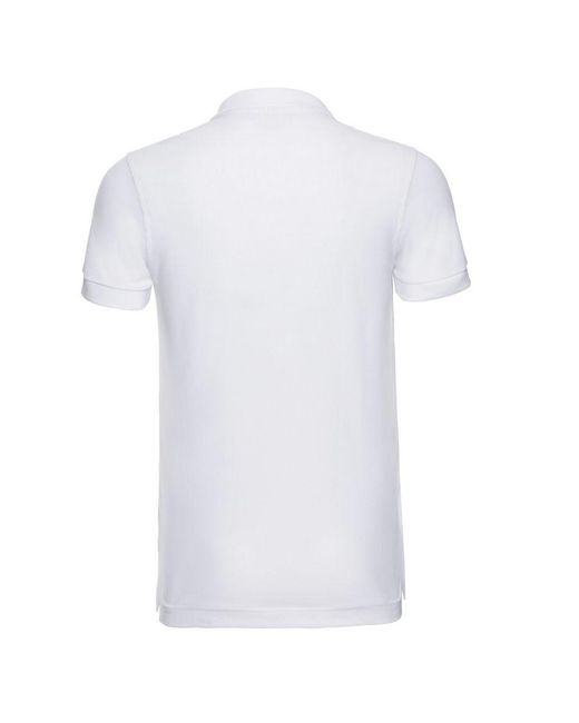 Russell White Plain Stretch Polo Shirt for men
