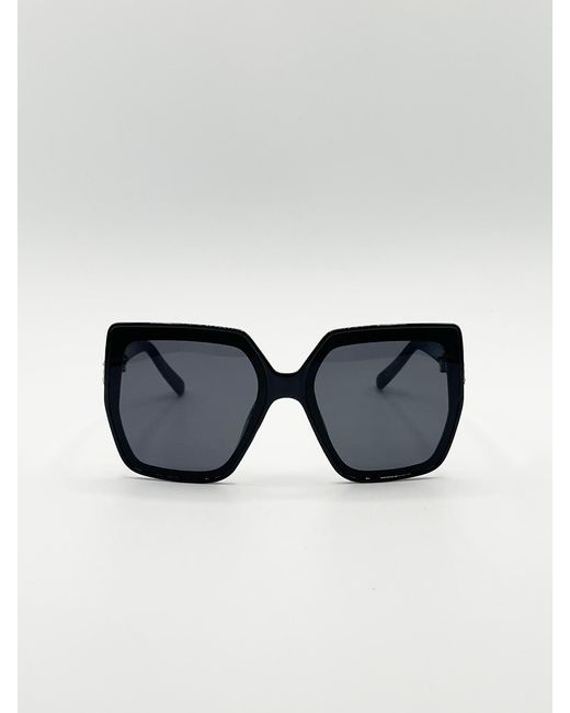 SVNX Blue Oversize Cateye Sunglasses With Diamante Detail