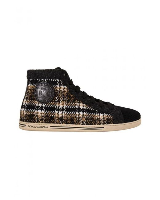 Dolce & Gabbana Black Wool Cotton High Top Sneakers for men