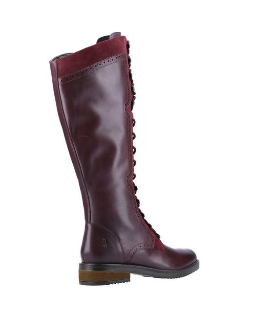 Hush Puppies Rudy Lace Up Long Leather Boot (bourgondië) in het Red