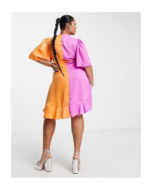 Flounce London Pink Plus Flutter Sleeve Ruffle Mini Dress