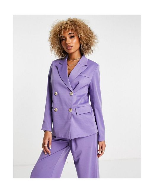 UNIQUE21 Purple Boxy Oversized Blazer Co Ord