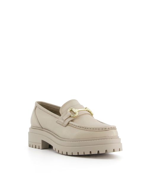 Dune White Ladies Gallagher Leather Tractor Sole Snaffle Loafers