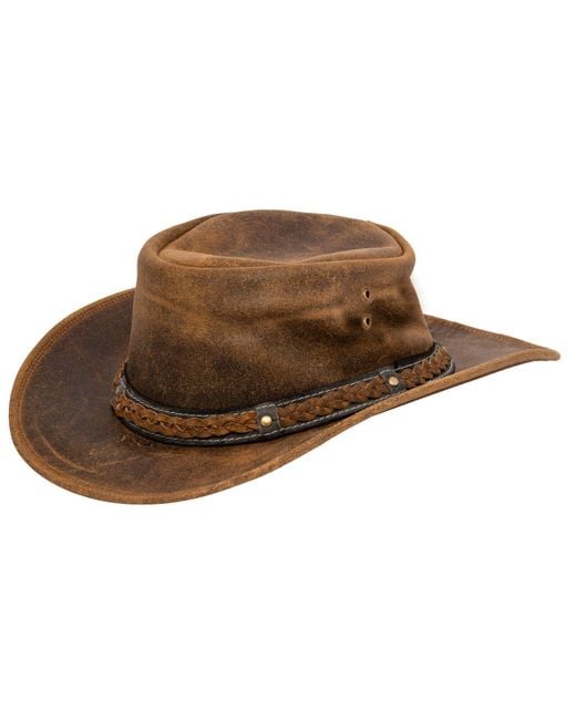 Infinity Leather Brown Cowboy Aussie Real Bush Hat