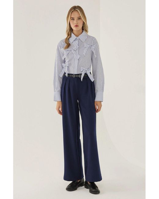Hiccup Blue Relaxed Fit Shirt With Bow Detail
