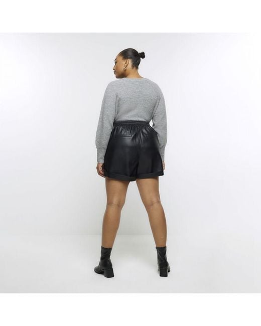 River Island Gray Shorts Plus Faux Leather Pu