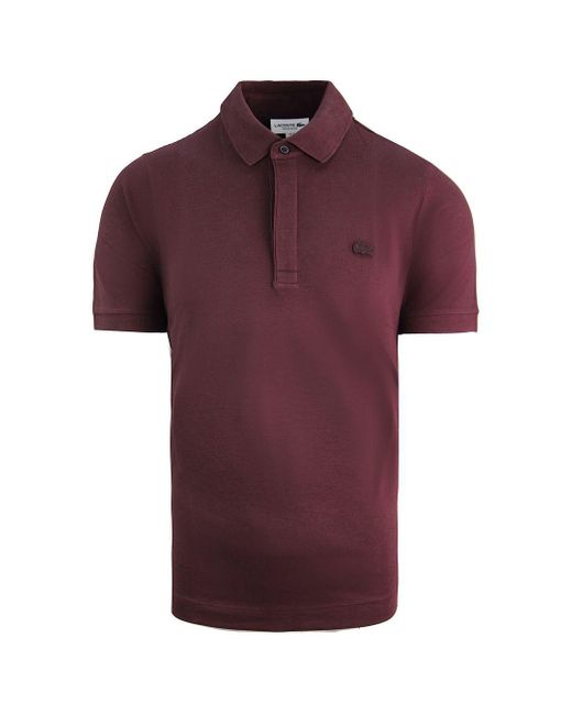 Lacoste Regular Fit Short Sleeve Collared Burgundy S Polo Shirt Ph5522 Y29 for men