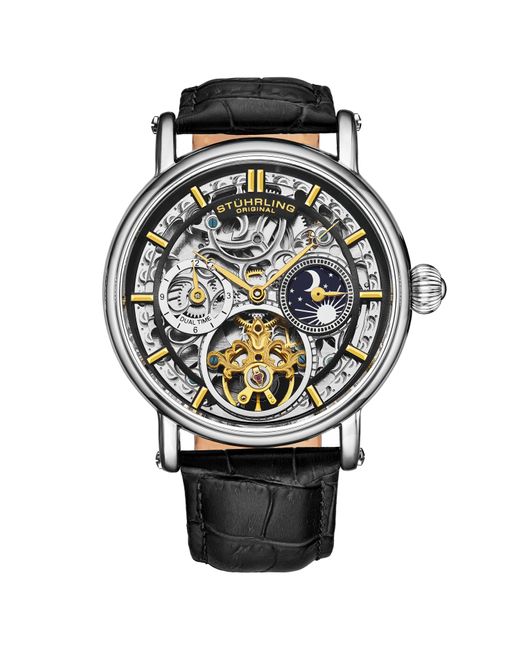 Stuhrling Gray Macrocosm 4000 Automatic 43Mm Skeleton With Dual Time for men