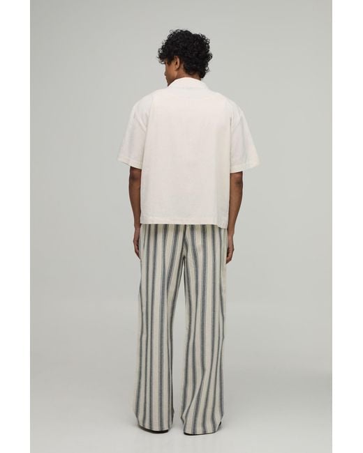 BoohooMAN Multicolor Wide Leg Stripe Linen Look Trouser for men