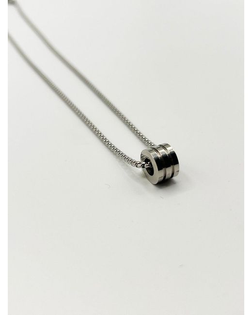 SVNX Metallic Chain Necklace With Ring Charm for men
