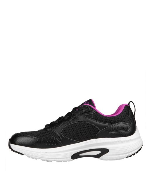 Skechers Black Run Arch Fit Easy Road Slip On Trainers