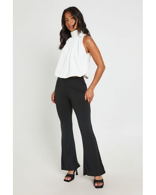 Boohoo White Petite Modal Flare Leg Trouser