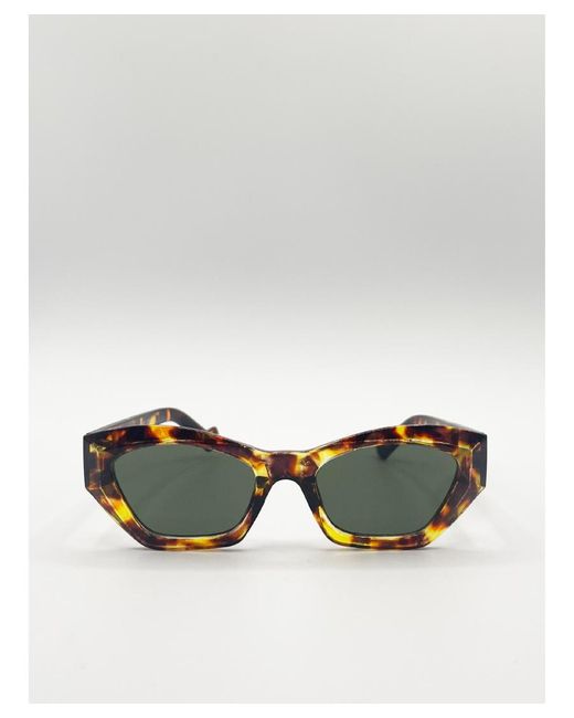 SVNX Brown Angular Frame Cat Eye Sunglasses