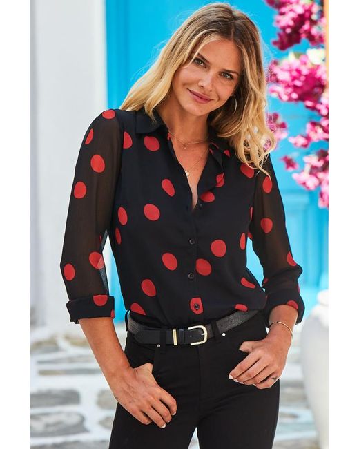 Sosandar Blue Spot Print Shirt